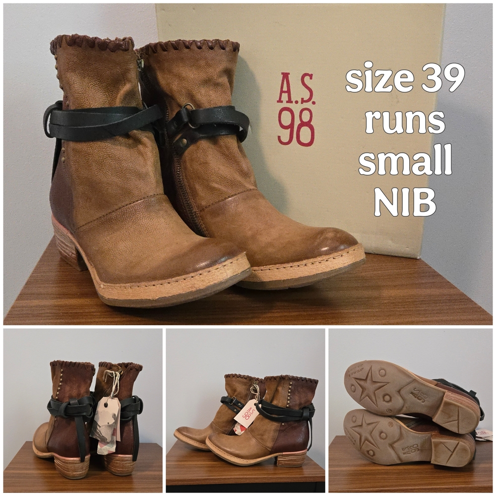 A.S. 98 Brown Leather Ankle Boots Size 39